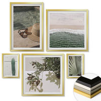 WANDBILDER 5er Set - 50x50 cm & 20x30 cm & 40x60 cm Goldrahmen - Zubehör für tropische Pflanzen - Goldfarben, Kunststoff (40/60cm) - ArtPrintCave