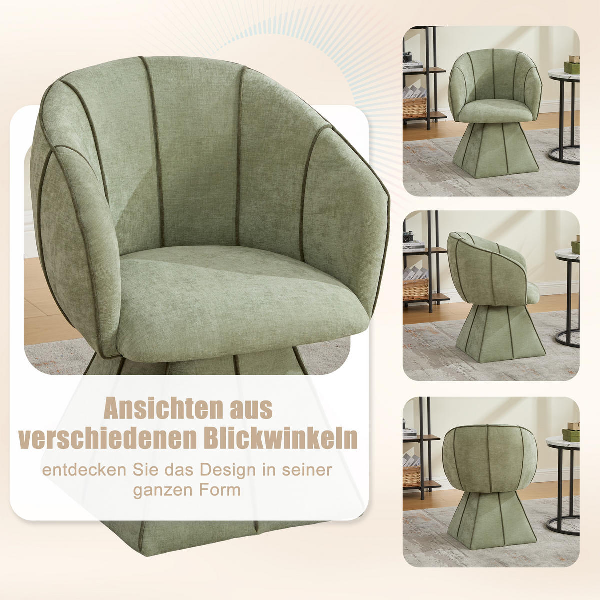 SESSEL,DREHSESSEL mit 360°-Drehfunktion und hoher Rückenlehne, Grün - Grün, Textil (56/74/54cm) - PARAFTA HOME