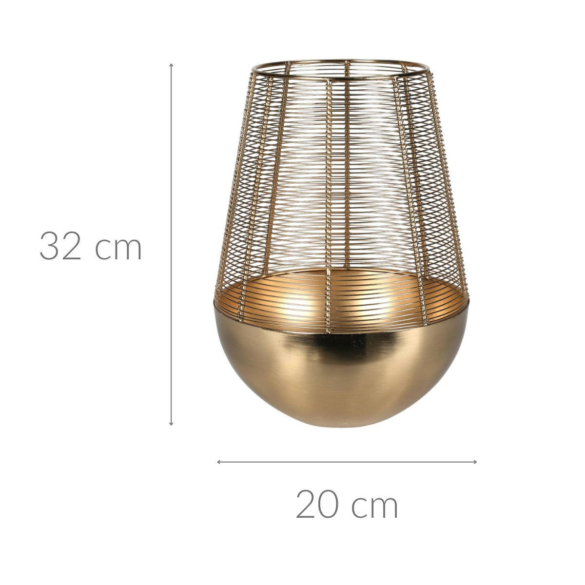 WINDLICHT Metall 20/20/32 cm - Goldfarben, Metall (20/32/20cm) - Home Styling Collection