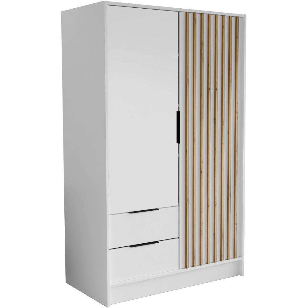 DREHTÜRENSCHRANK Nero 100/51/200 cm mit Lamellen weiß - Schwarz/Weiß, Holzwerkstoff (100/200/51cm) - Beautysofa