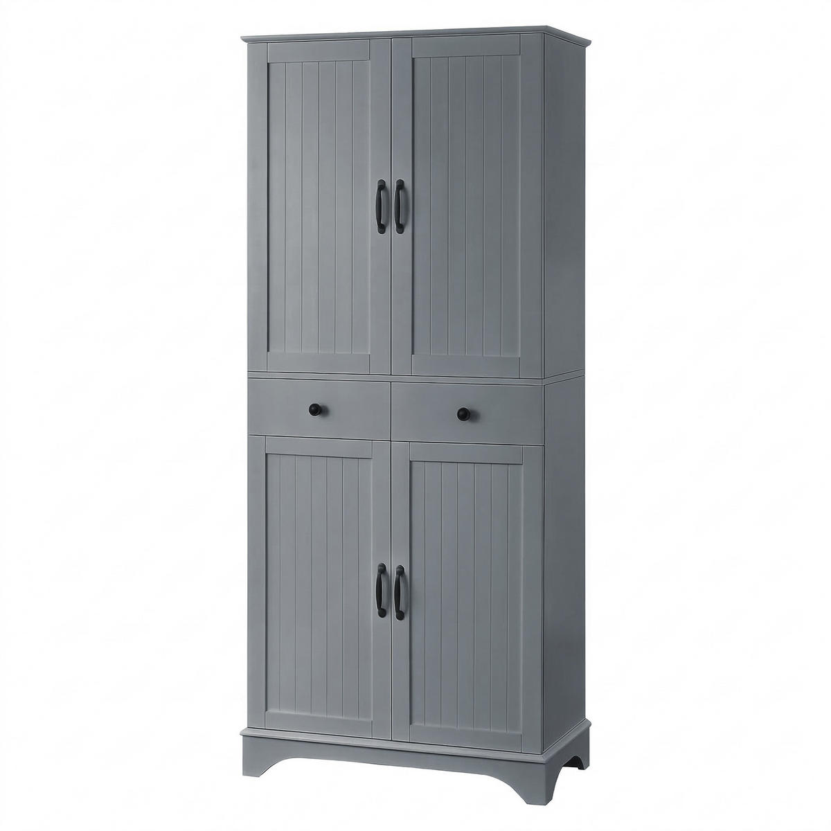 BUFFETSCHRANK Grau 77/40/181 cm - Grau, Holz (77/181/40cm) - PANGIVO
