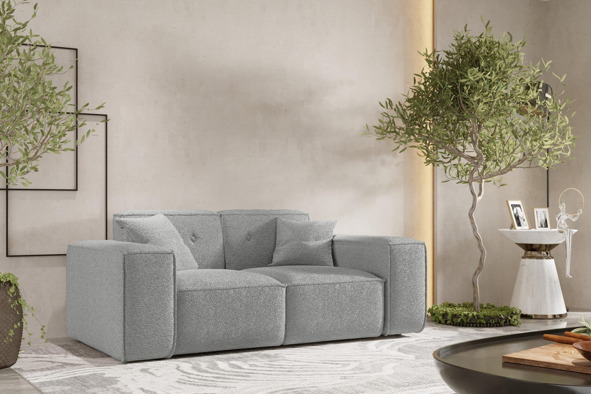 SOFA Zweisitzer PULA Stoff Antic Grau - Grau, Holz (186/73/88cm) - Kaiser Möbel