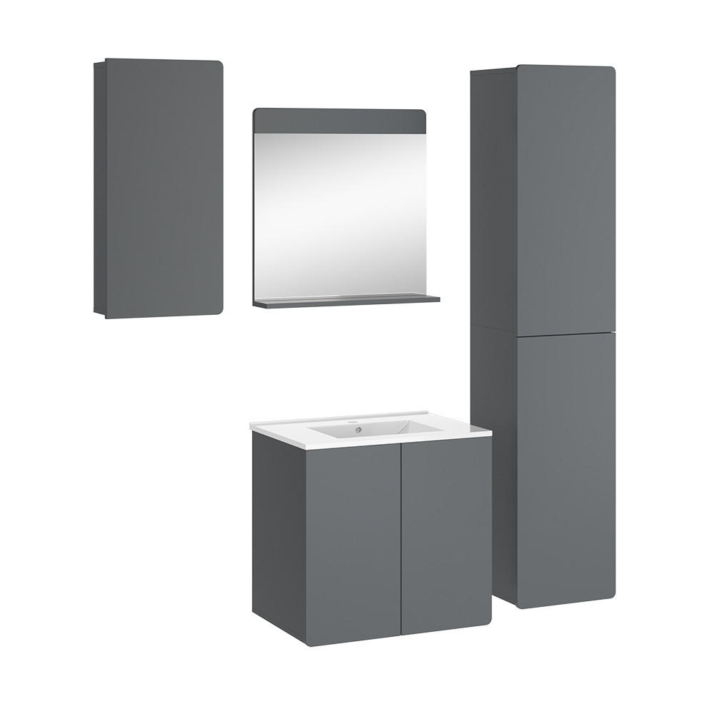 BADMÖBEL-SET Izan Grau 4 Teile - Grau, Holzwerkstoff (61.8/57.8/44.8cm) - Vicco