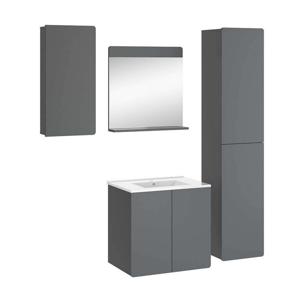 BADMÖBEL-SET Izan Grau 4 Teile - Grau, Holzwerkstoff (61.8/57.8/44.8cm) - Vicco