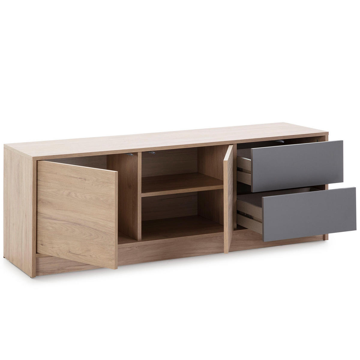 TV-ELEMENT Panama 2 Schubladen 2 Türen - Wildeiche, Holzwerkstoff (136/51/40cm) - VS Venta-stock