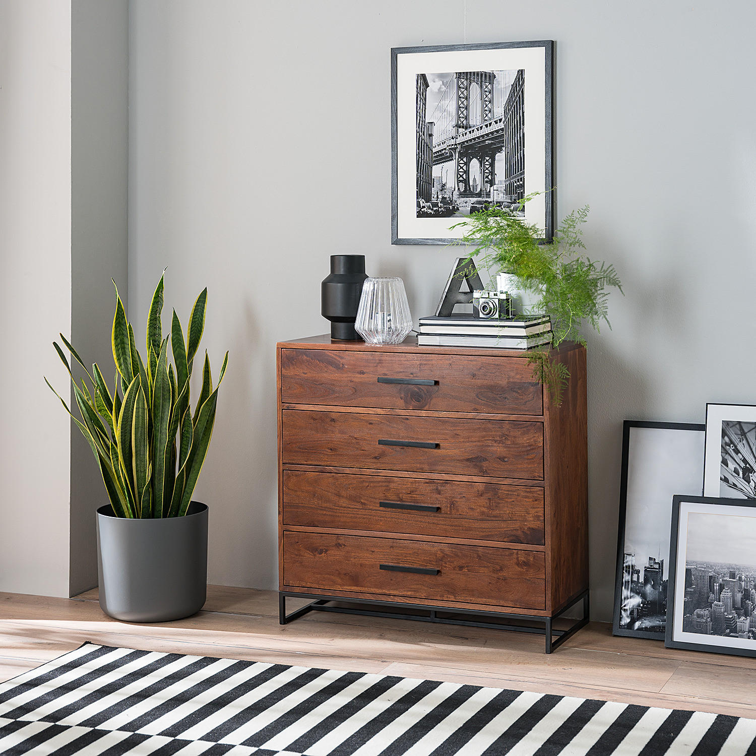 KOMMODE - Akazie massiv - Akaziefarben, Holz (85/85/40cm) - home24