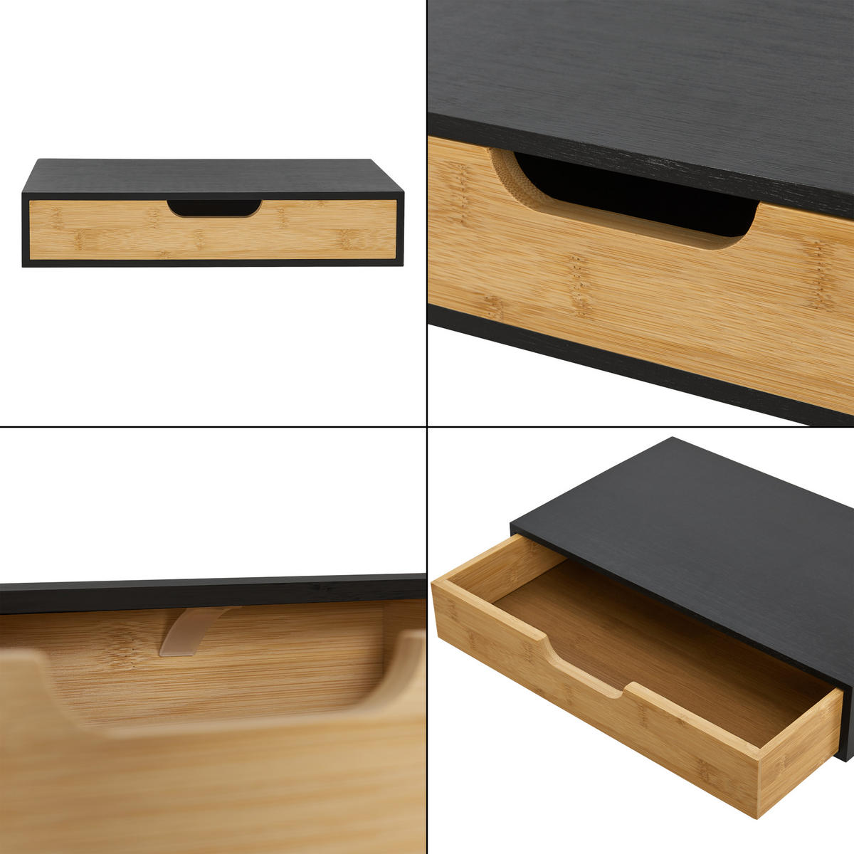 WANDREGAL Bokn - Schwarz, Holz (40/8/24cm) - [en.casa]