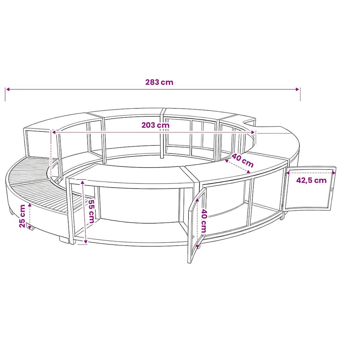 WHIRLPOOL-UMRANDUNG Schwarz Poly-Rattan - Schwarz, Kunststoff (283/283cm) - vidaXL