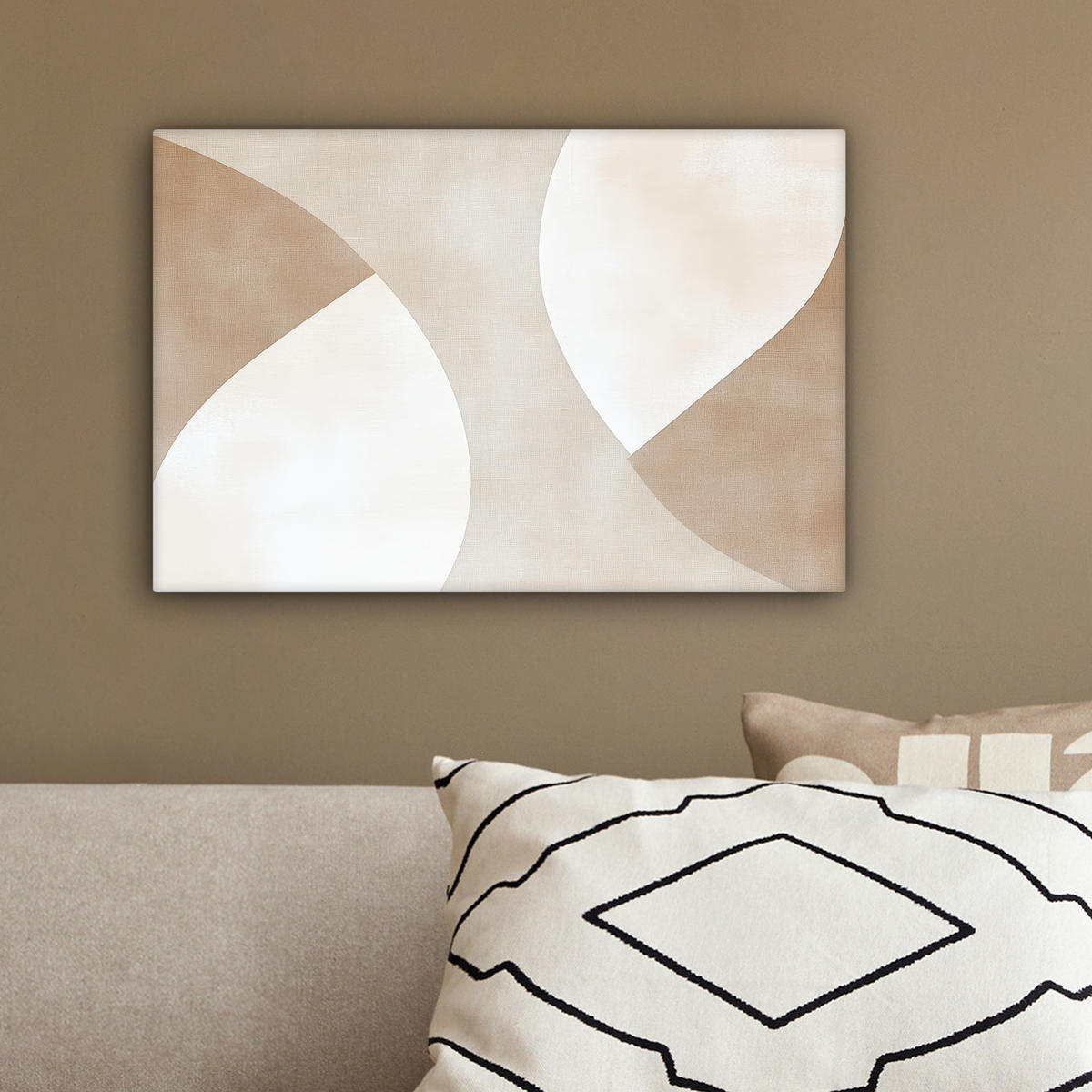 LEINWANDBILD Braun - Japandi - Abstrakt 30x20 cm - Sandfarben, Textil (30/20cm) - MuchoWow