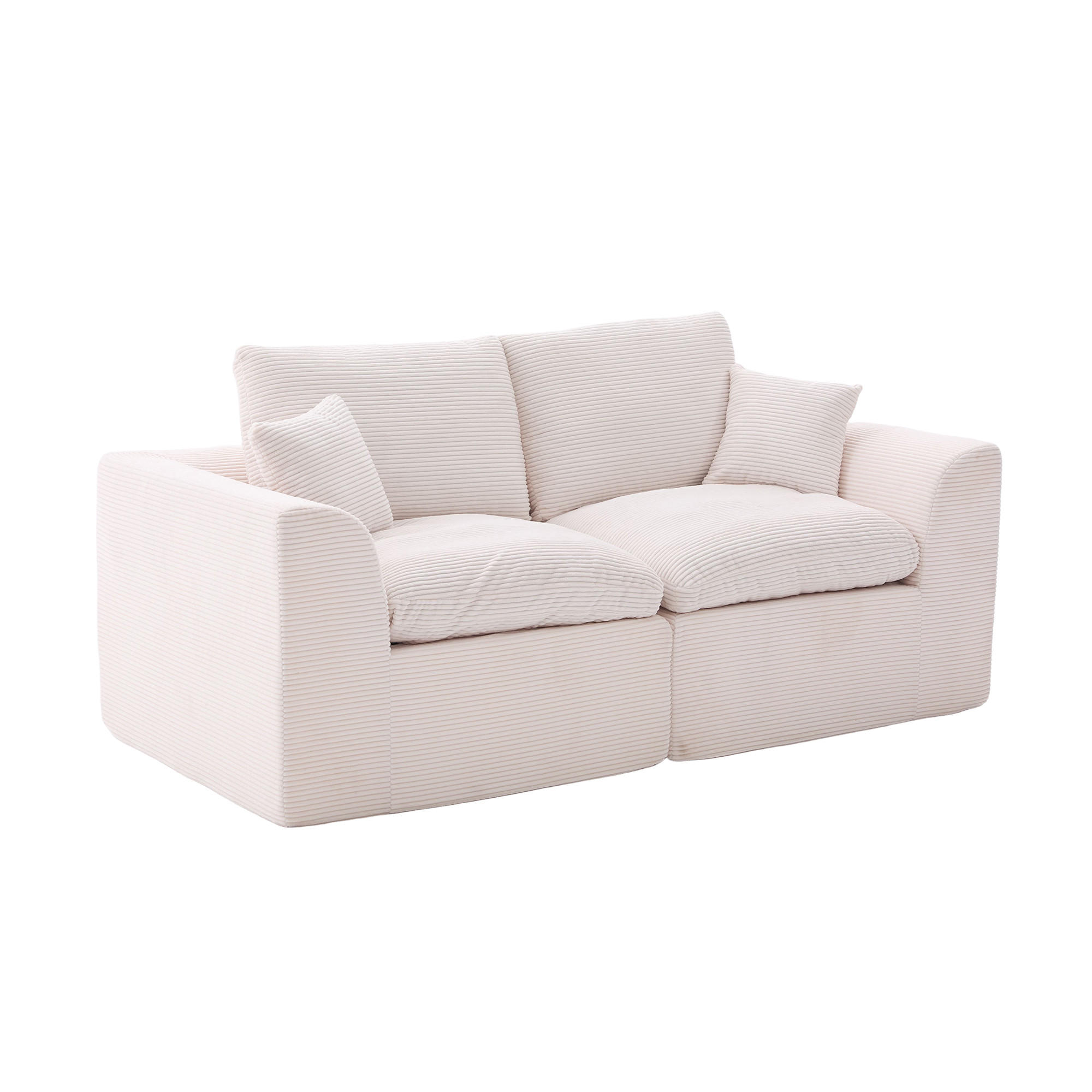 2-SITZER-SOFA XXL aus Cord mit Federkern-Polsterung Montagefrei - Beige, Textil (204/84/102cm) - Urban Meuble