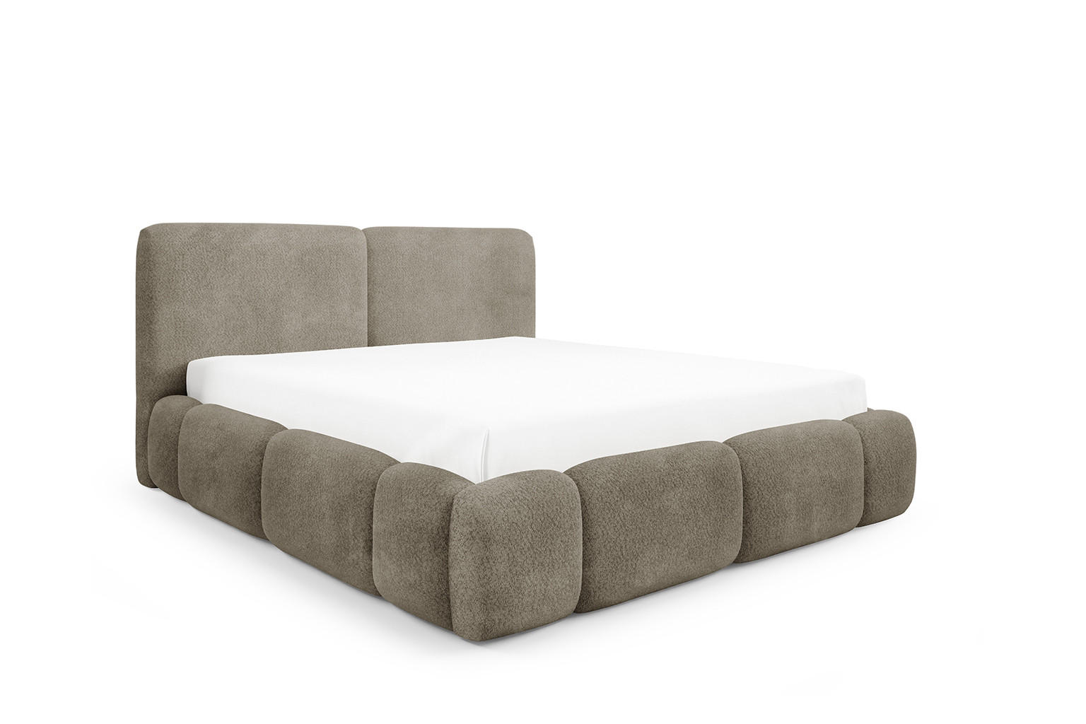 Kaiser Möbel ČALOUNĚNÁ POSTEL s úložným prostorem, buklé tkanina Coral, Taupe, 200x200 cm, ABIK