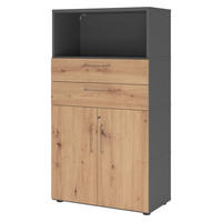 AKTENSCHRANK groß mit Schubladen 41,7/80/145,2 cm in Graphitfarben/Wildeiche - Wildeiche/Graphitfarben, Holzwerkstoff (80/145.2/41.7cm) - bümö