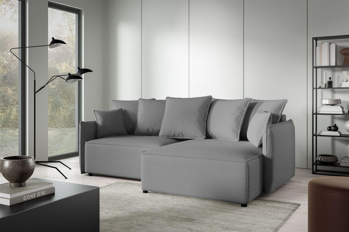 ECKSOFA Minea Mit Schlaffunktion - Dunkelgrau, Holzwerkstoff/Textil (221/153cm) - Fun Möbel