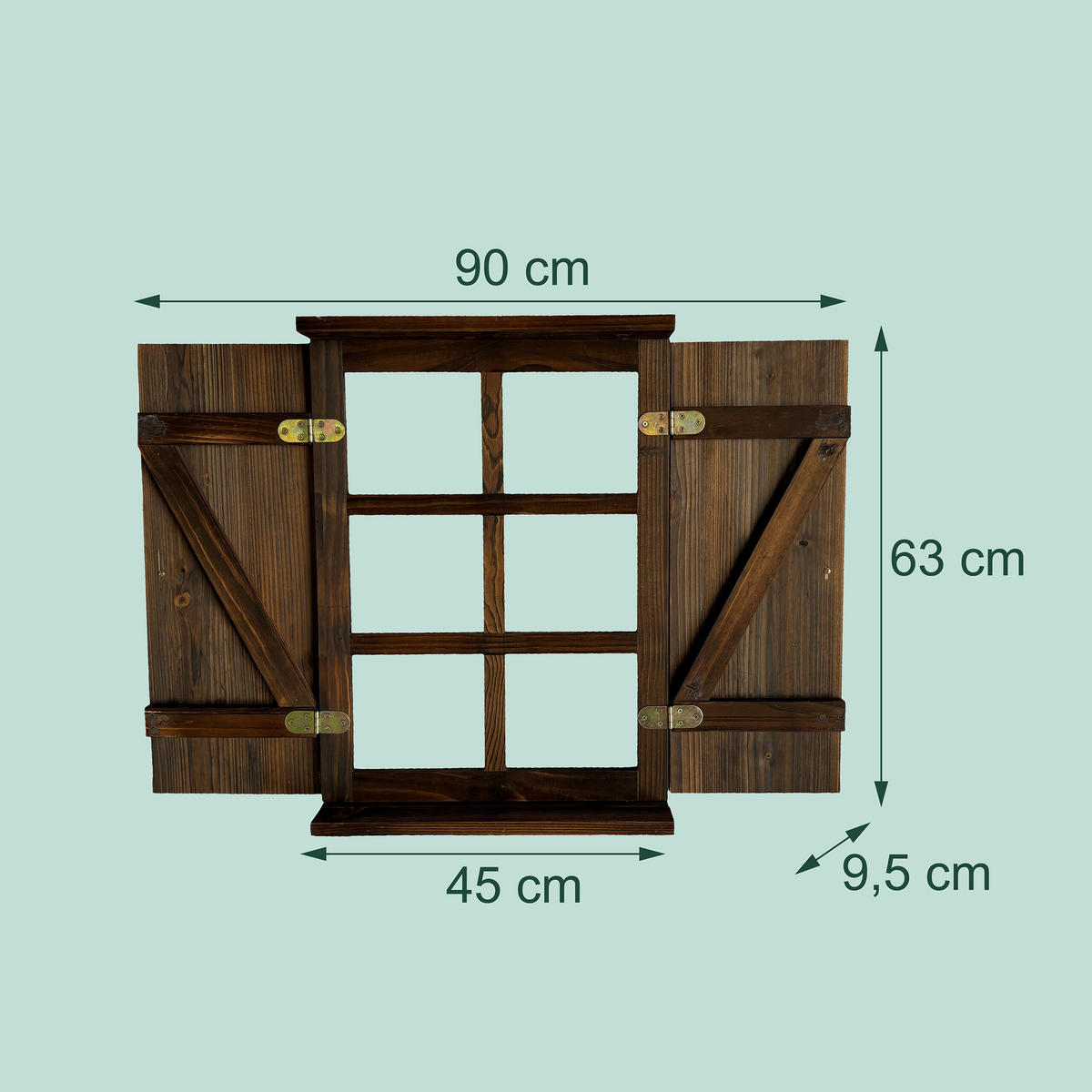 DEKORATIVNA okna - rjava, les (45/63/9.5cm) - Relaxdays