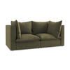 2-SITZER SOFA Strukturstoff Grün - Schwarz/Olivgrün, Holzwerkstoff/Kunststoff (180/77/90cm) - Makamii