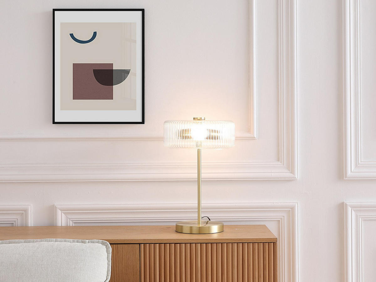TISCHLAMPE - 30 cm x 30 cm - metall - transparent, goldfarben Lacaya - Transparent/Goldfarben, Metall (30/30/49cm) - Vente-Unique