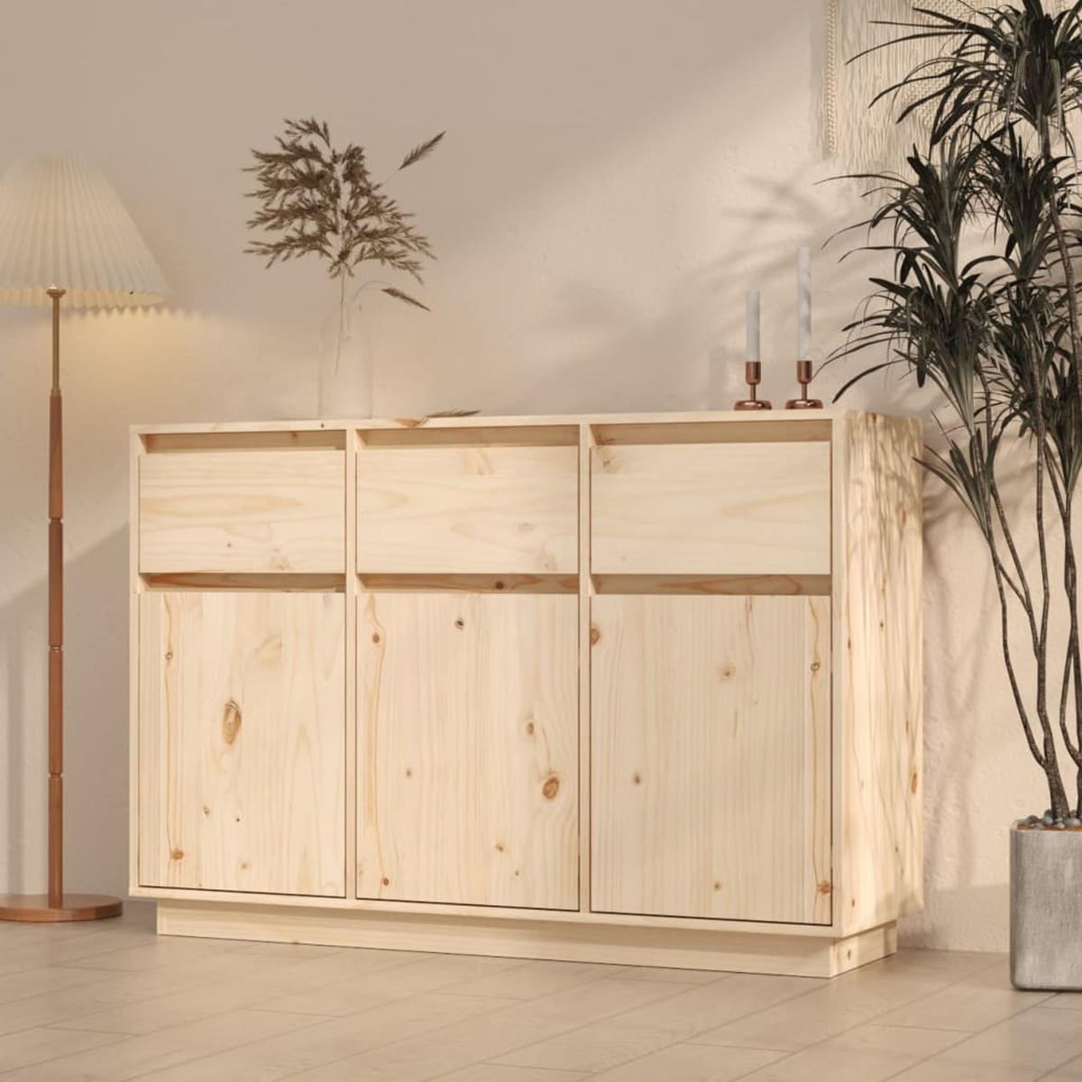 SIDEBOARD 110x34x75 cm Massivholz Kiefer - Braun, Holz (110/75/34cm) - furnicato