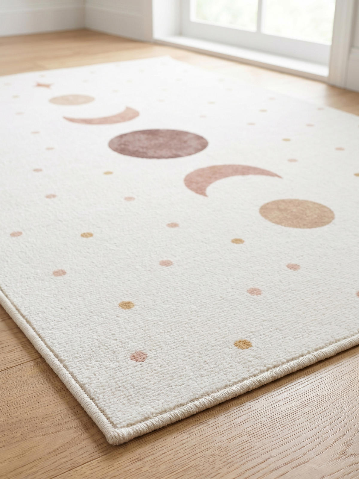 TEPPICH Kurzflor Waschbar TINO in Creme, mit Mondphasen-Motiv, 120 x 170 cm - Beige, Textil (170/120cm) - KADIMA DESIGN