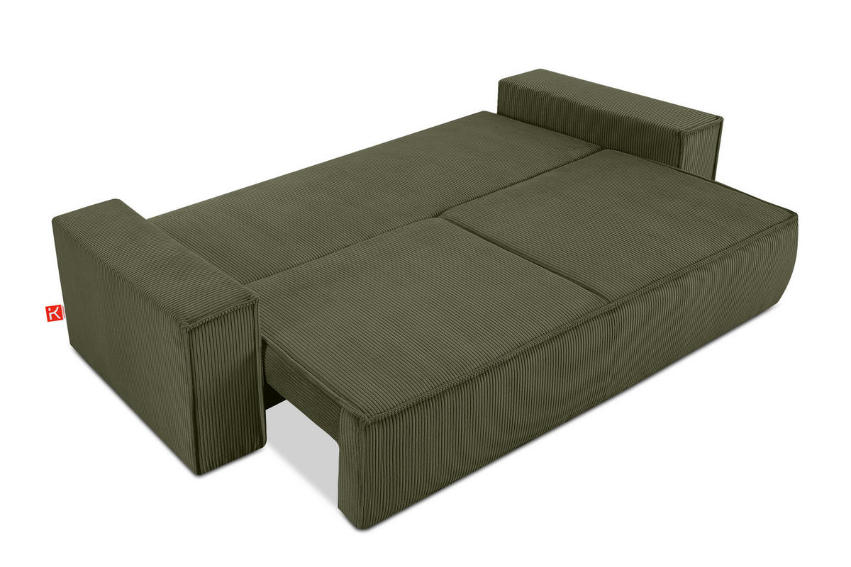 3-SITZER-SCHLAFSOFA NAPI in Pet Friendly Cord-Stoff, Olivgrün - Schwarz/Olivgrün, Textil (244/89/101cm) - KONSIMO®