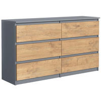 KOMMODE mit 6 Schubladen 120 cm Anthrazit/Lancelot - Anthrazit/Eiche Artisan, Holzwerkstoff (120/78.5/39cm) - MebLocker