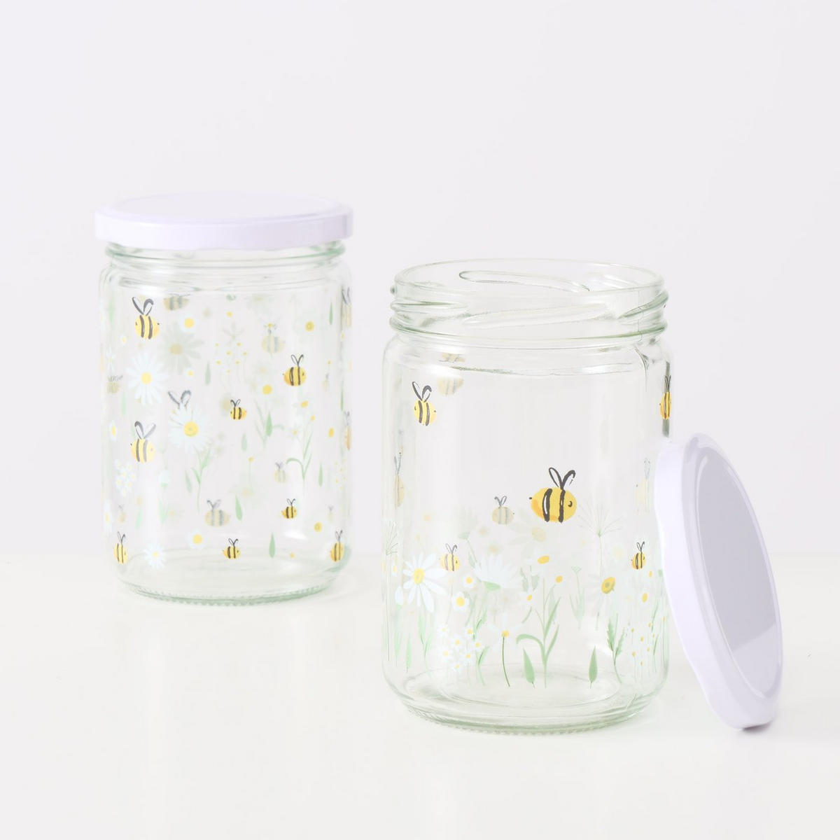SCHRAUBGLÄSER HONEY 500 ml 2er-Set - Transparent, Glas (8.5/12.8/8.5cm) - Boltze Home
