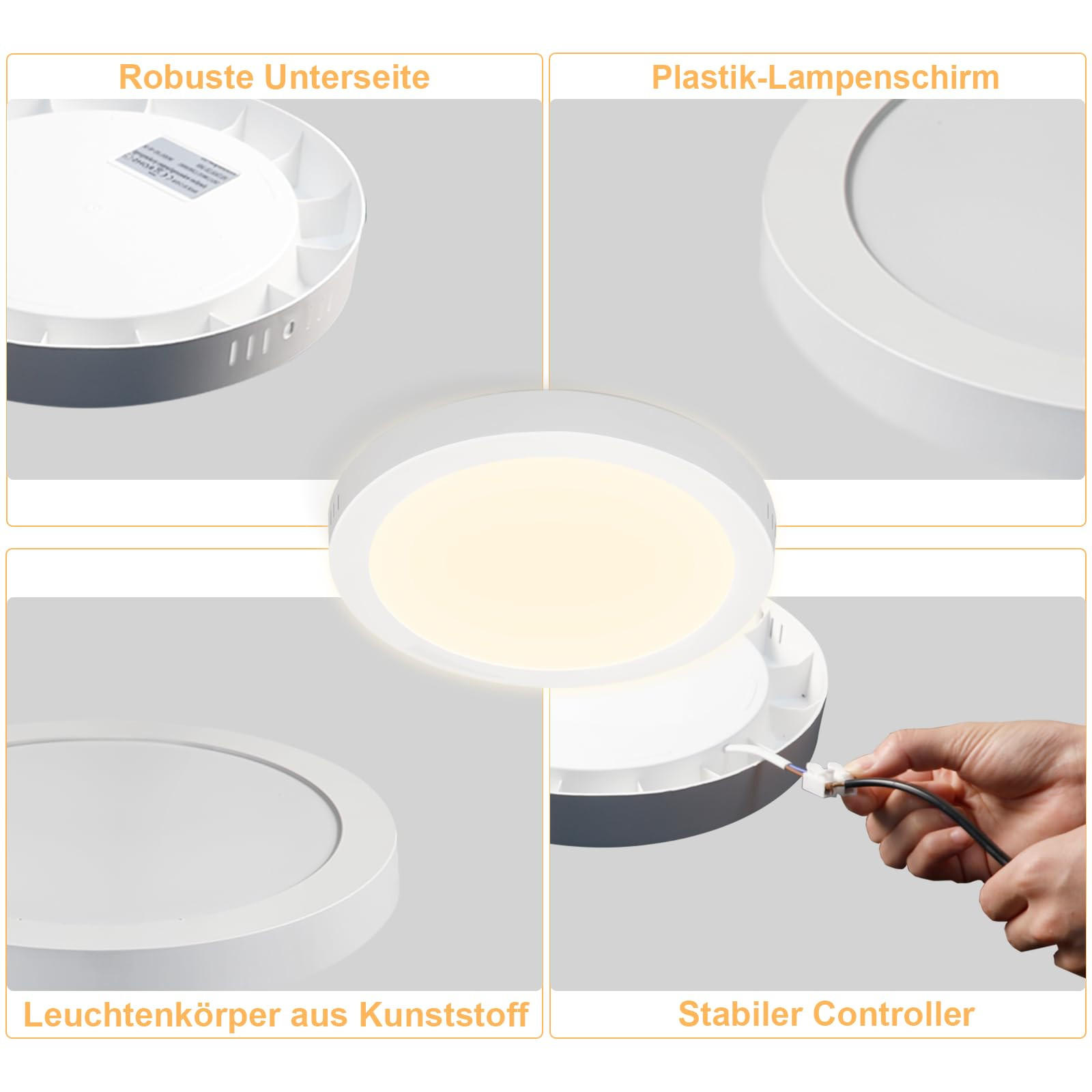 Thumbnail - ZMH Led-Deckenleuchte, Weiß, Kunststoff, Mode, Rund, 23x3x23 cm, Lampen & Leuchten, LED Beleuchtung, LED-Deckenleuchten