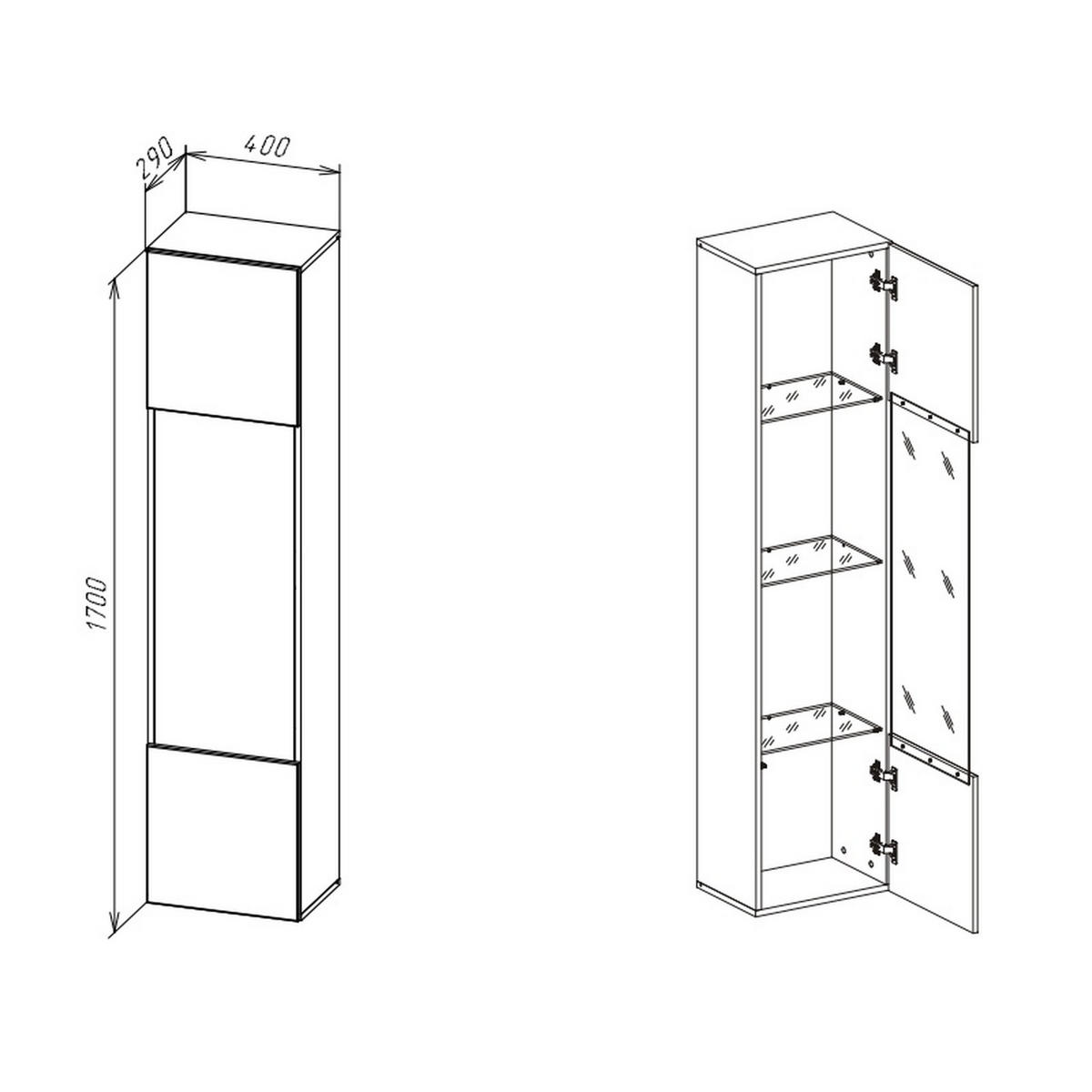 HÄNGESCHRANK Graphitgrau 40/170/29 - Grau, Holzwerkstoff (40/170/29cm) - RAUMHIRSCH FURNITURE