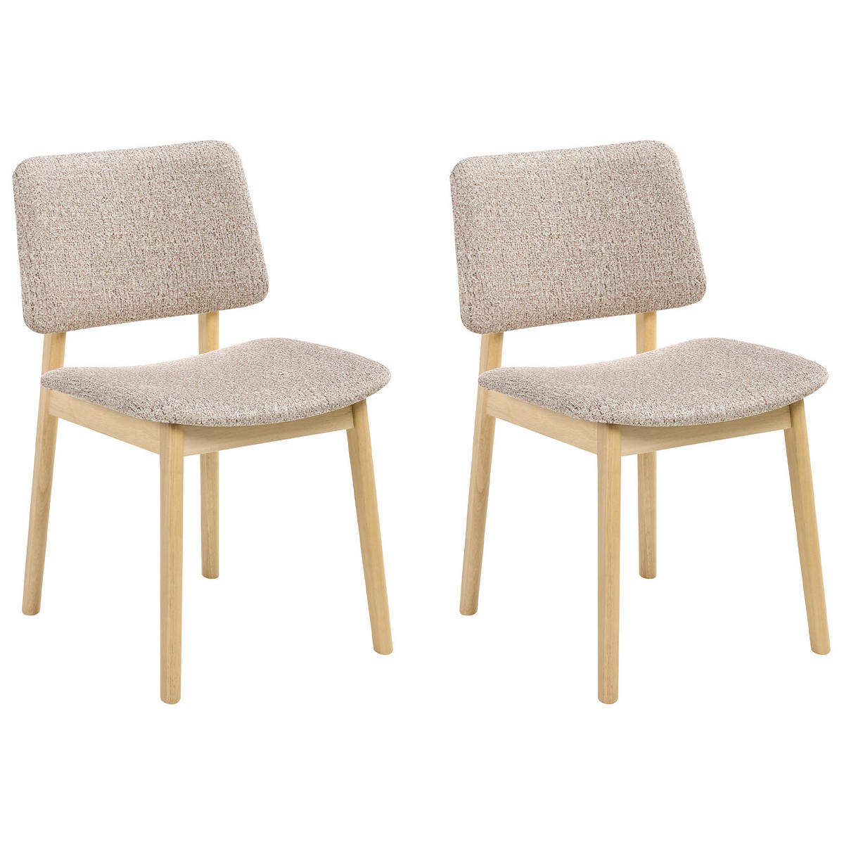 ESSZIMMERSTUHL 2er-Set Bouclé Hellbraun/Taupe Blane - Taupe, Holz (48/79/52cm) - Beliani