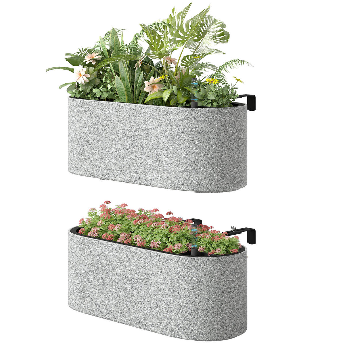 BLUMENTOPF-SET DE-10907 Hellgrau - Hellgrau, Kunststoff (15cm) - ComfortXL