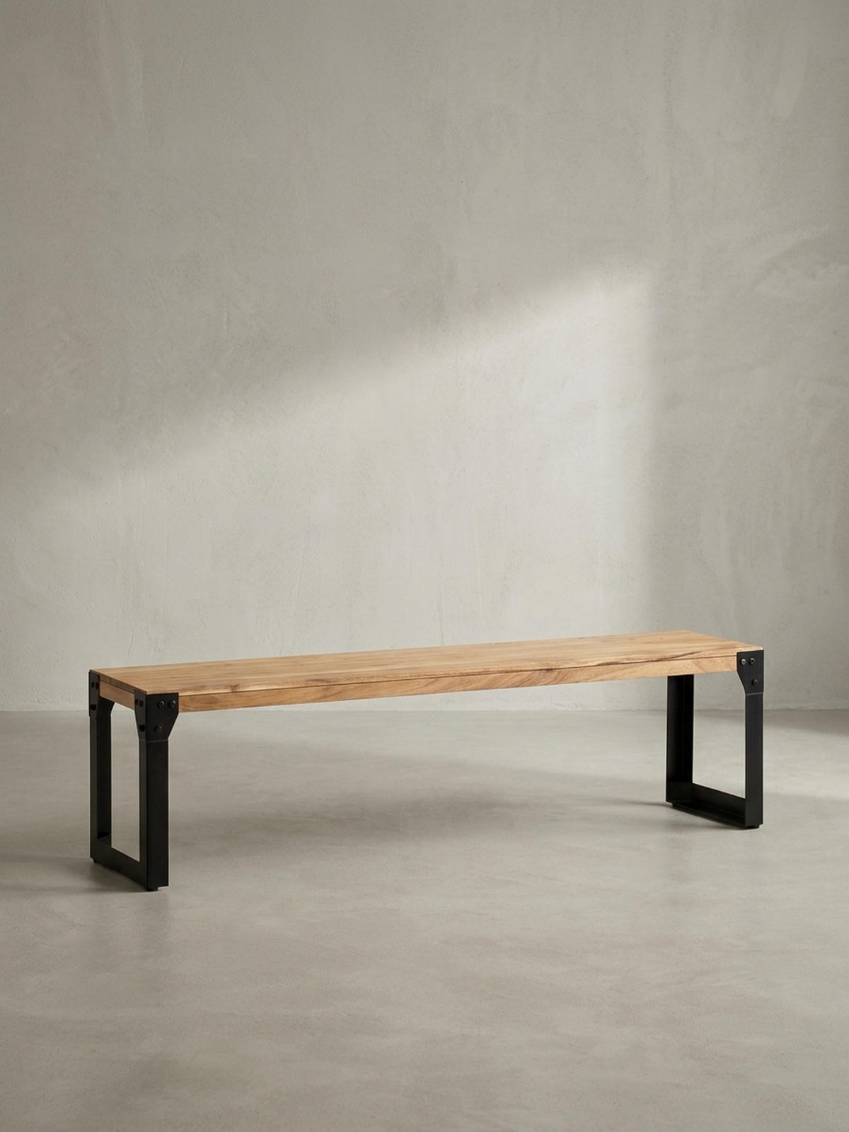 ESSZIMMERBANK Massivholz Metall ohne Lehne, Akazie 120x40x45 cm - Schwarz/Braun, Holz/Metall (120/45/40cm) - KADIMA DESIGN