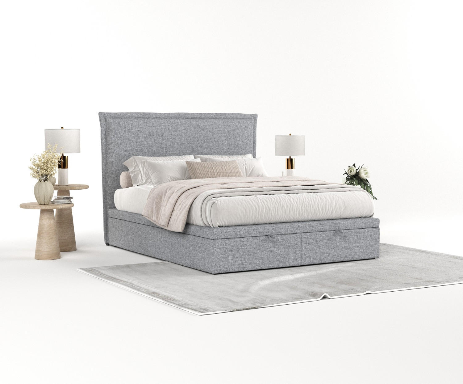 POLSTERBETT Eliot mit Stauraum 120/200 cm Grau im Alta Stoff - Schwarz/Grau, Holz/Holzwerkstoff (120/200cm) - AltaBeds