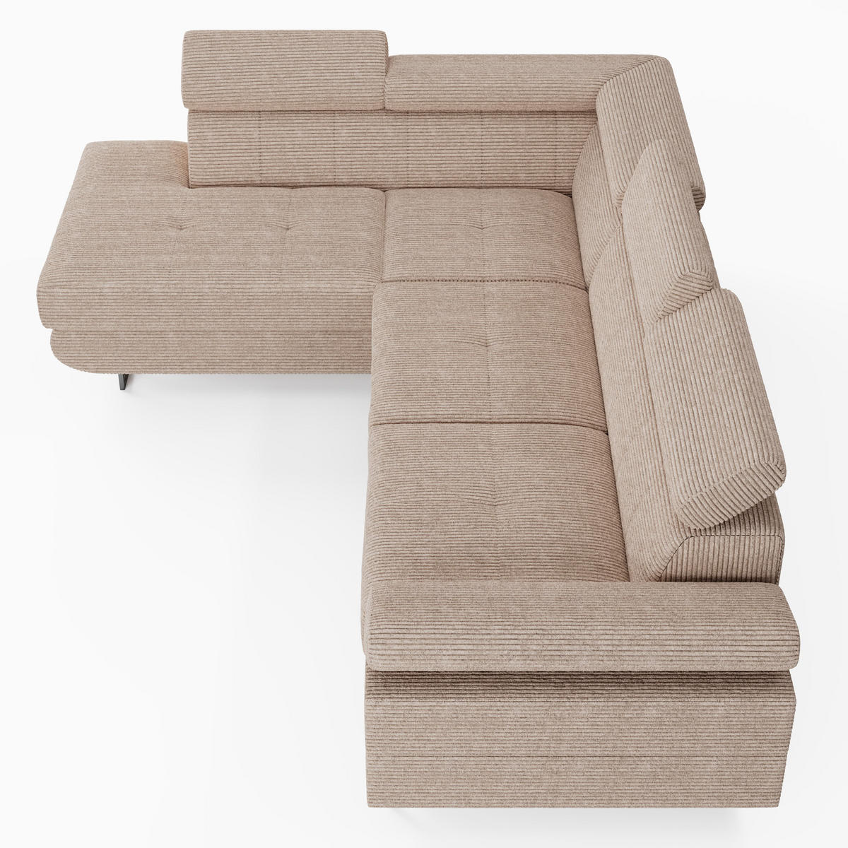 ECKSOFA CAROLINE Links Rosa Cord-Stoff L-Form Couch mit Schlaffunktion & Bettkasten - Chromfarben/Pink, Textil (253/190cm)