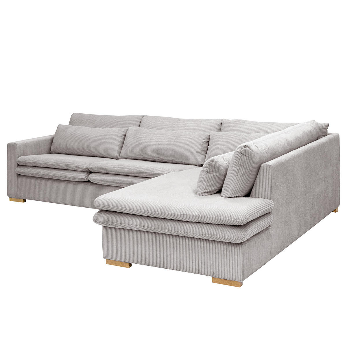 ECKSOFA mit Ottomane - Hellgrau, Textil (299/216cm) - home24