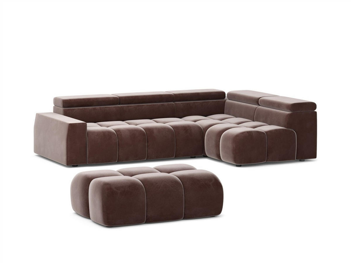 POLSTERHOCKER Darcy - Braun, Holzwerkstoff/Textil (128/44/85cm) - Fun Möbel