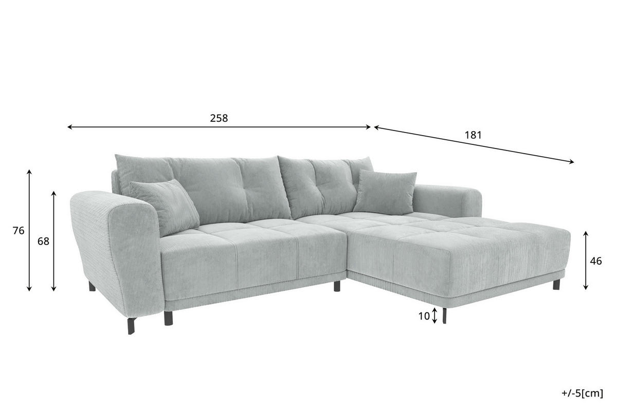 ECKSOFA Massimo Cordstoff Olivgrün inkl. Schlaffunktion Rechts - Schwarz/Olivgrün, Textil/Metall (246/177cm) - 99rooms