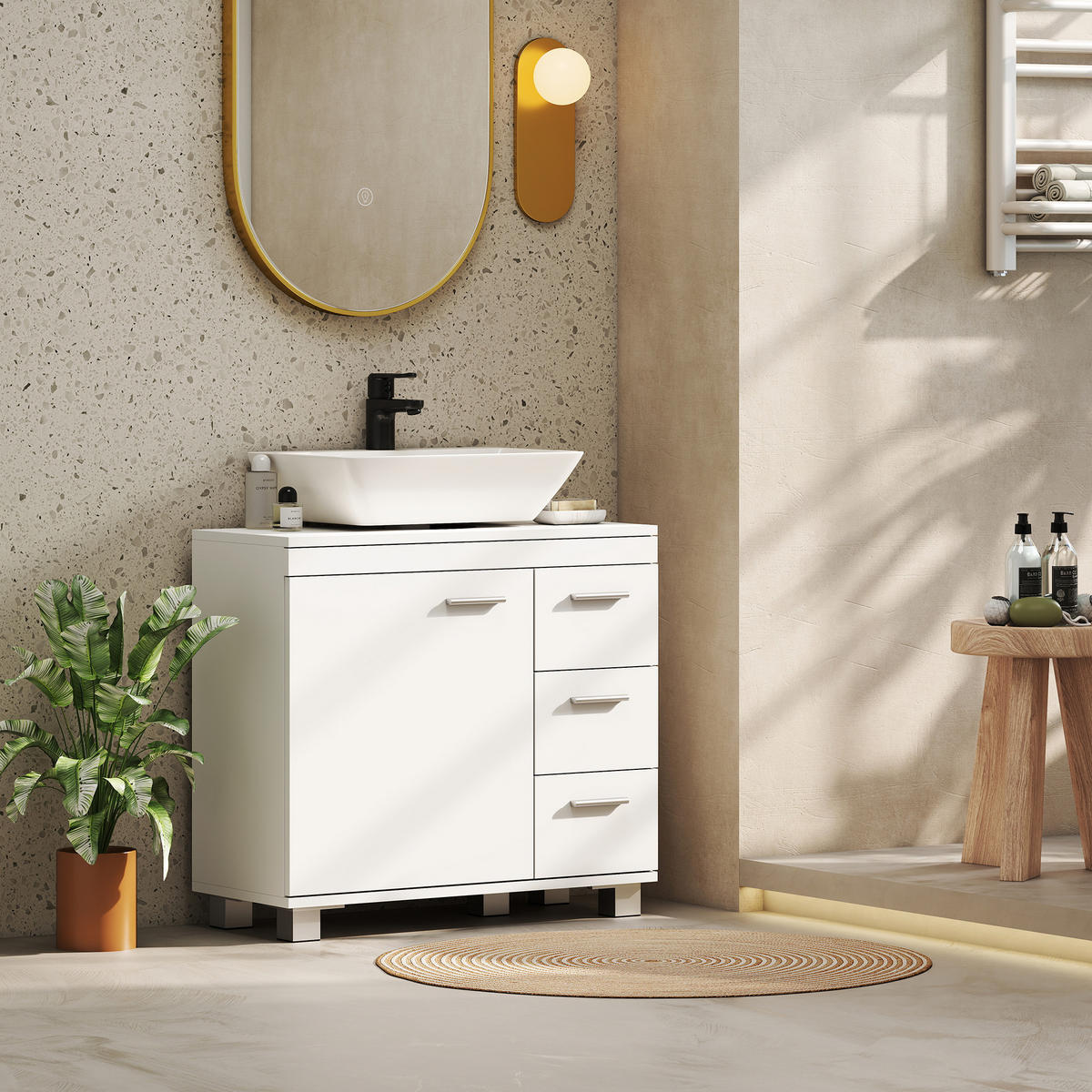 BADEZIMMERSCHRANK Weiß 30.0/70.0/64.0 cm - Weiß, Holzwerkstoff (70/64/30cm)