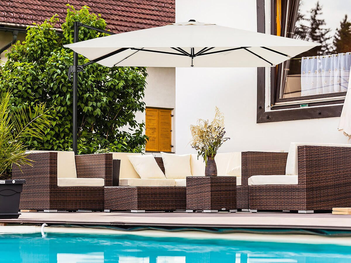 SONNENSCHIRM sky 4 Ekru - Beige, Metall (278/370cm) - Habitat Garten