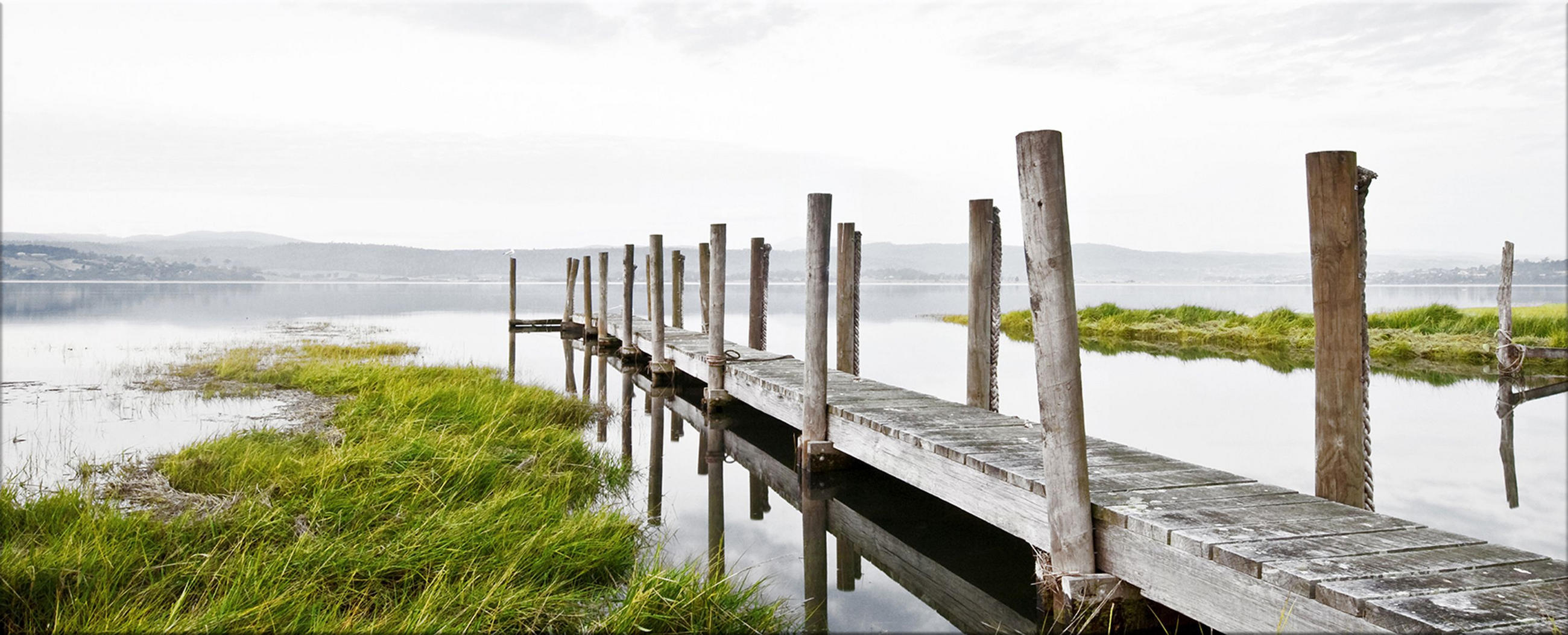 GLASBILD 125x50 cm Steg See natur - Anthrazit, Glas (125/50cm) - artissimo