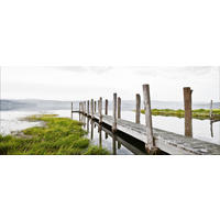 GLASBILD 125x50 cm Steg See natur - Anthrazit, Glas (125/50cm) - artissimo