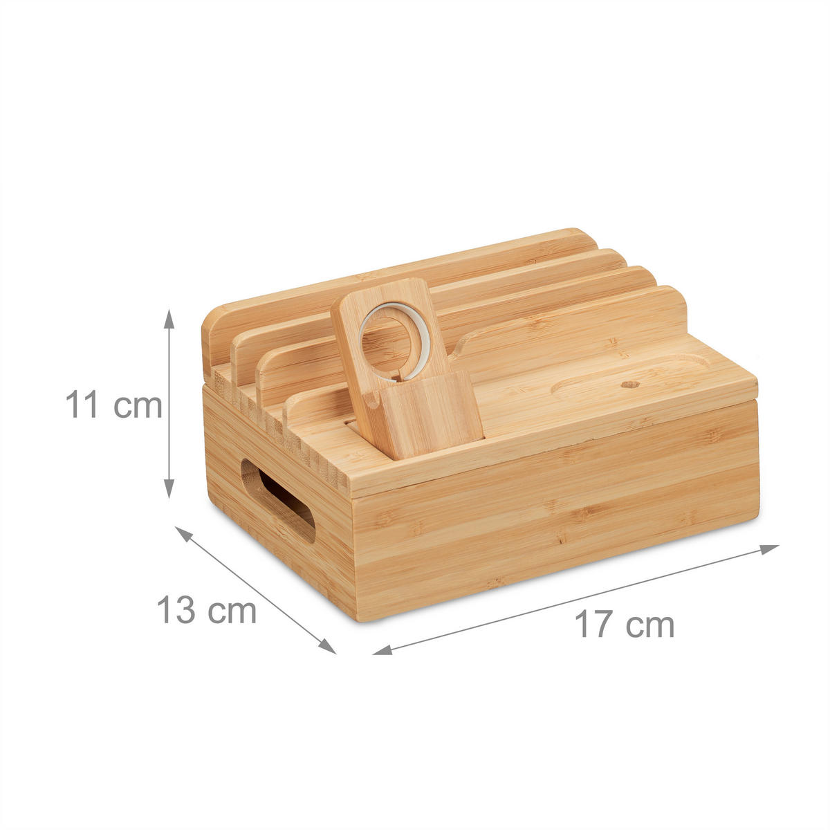 NABÍJECÍ stanice - světle hnědá, dřevo (13/17/11cm) - Relaxdays