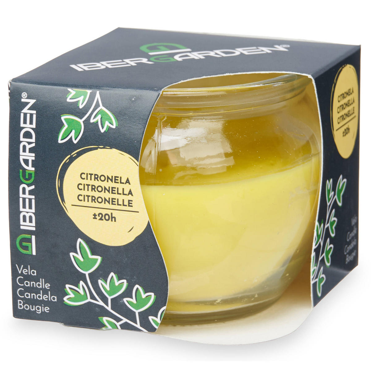 MÜCKENSCHUTZKERZE Citronella 20 Stunden - Gelb, Glas (7.4/6.3cm)