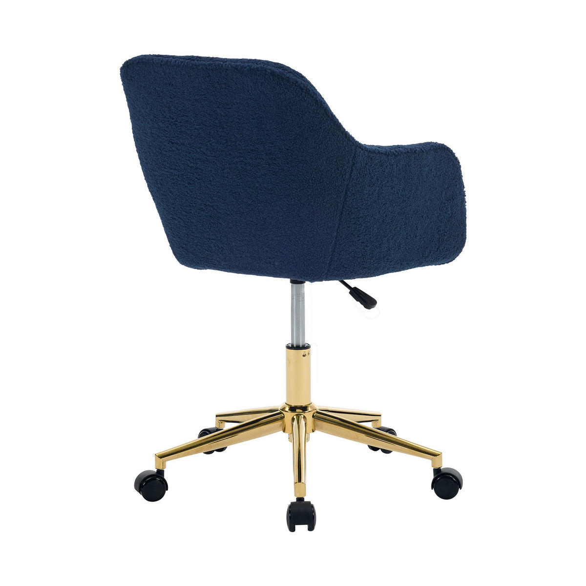 DREHSTUHL DE-40962 mit goldenen Beinen und Teddy-Stoff Dunkelblau - Dunkelblau, Metall (58/86/58cm) - ComfortXL