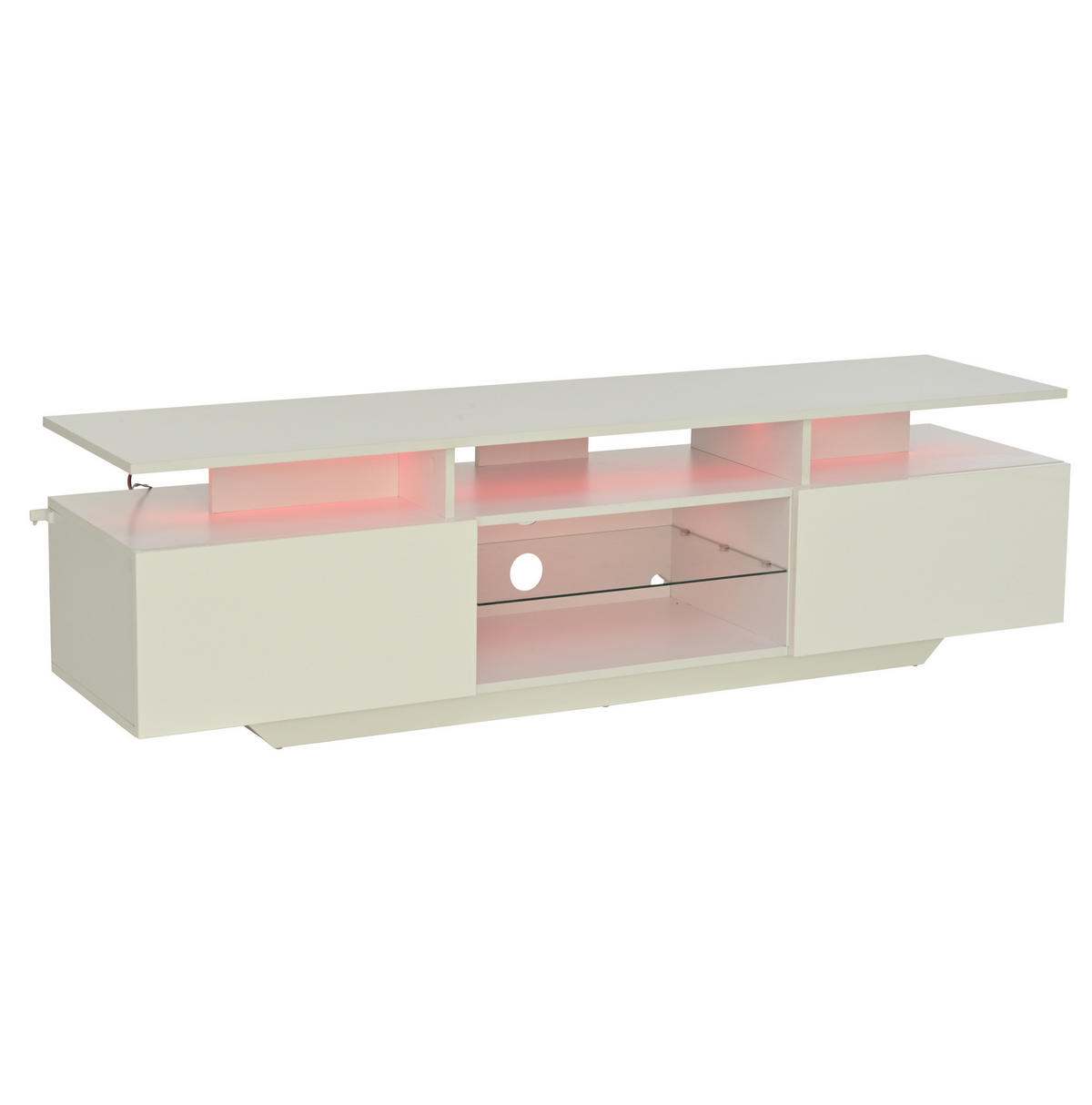 TV-ELEMENT mit LED und 2 Schränken 160 x 40 x 45 cm MDF Weiß - Weiß, Holzwerkstoff (40/45/160cm) - Beauniv