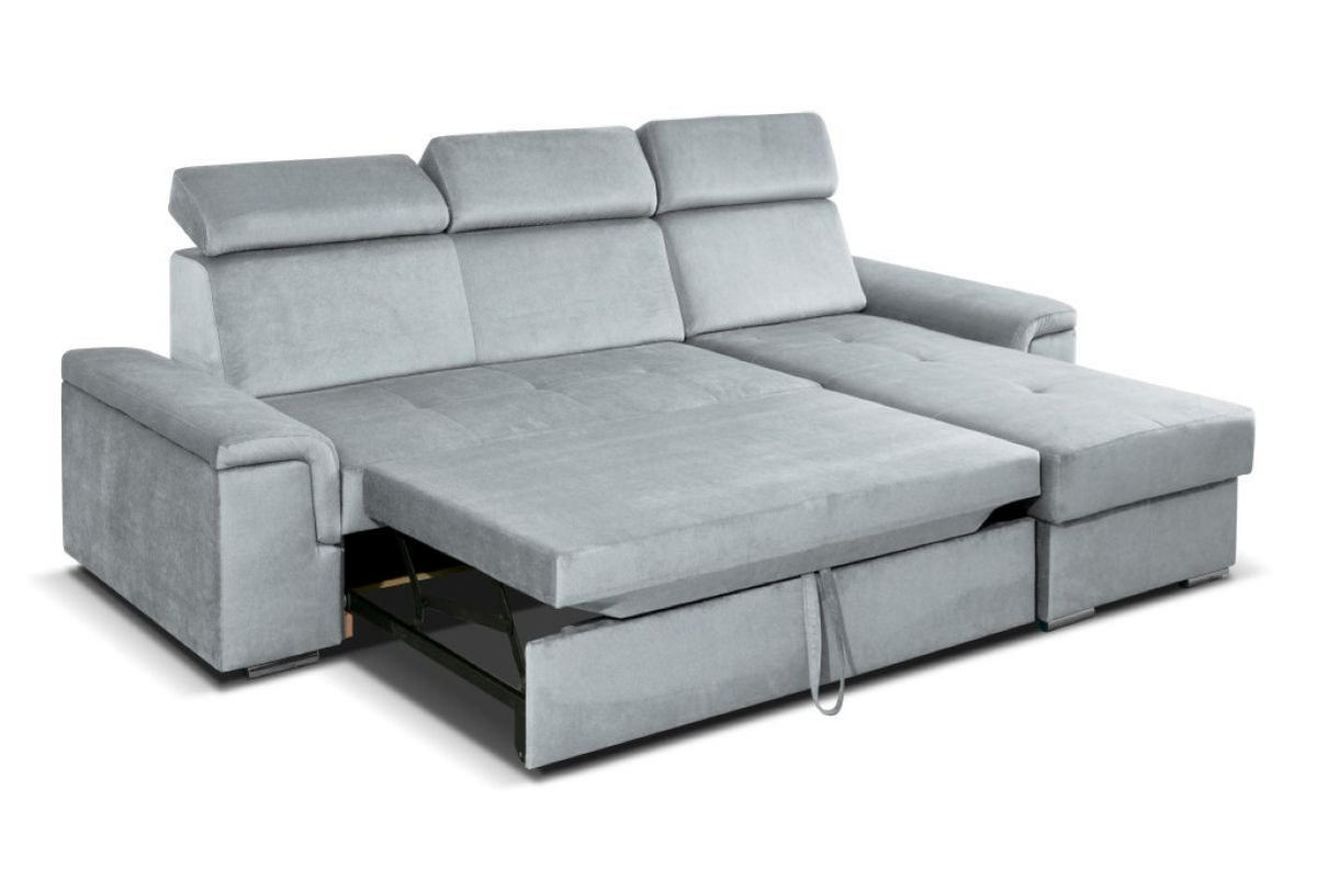 ECKSOFA Monaco L-Form mit Schlaffunktion und Bettkasten 245 cm, hellgrau - Hellgrau, Holz/Kunststoff (245/163cm) - Margaret Hadas24
