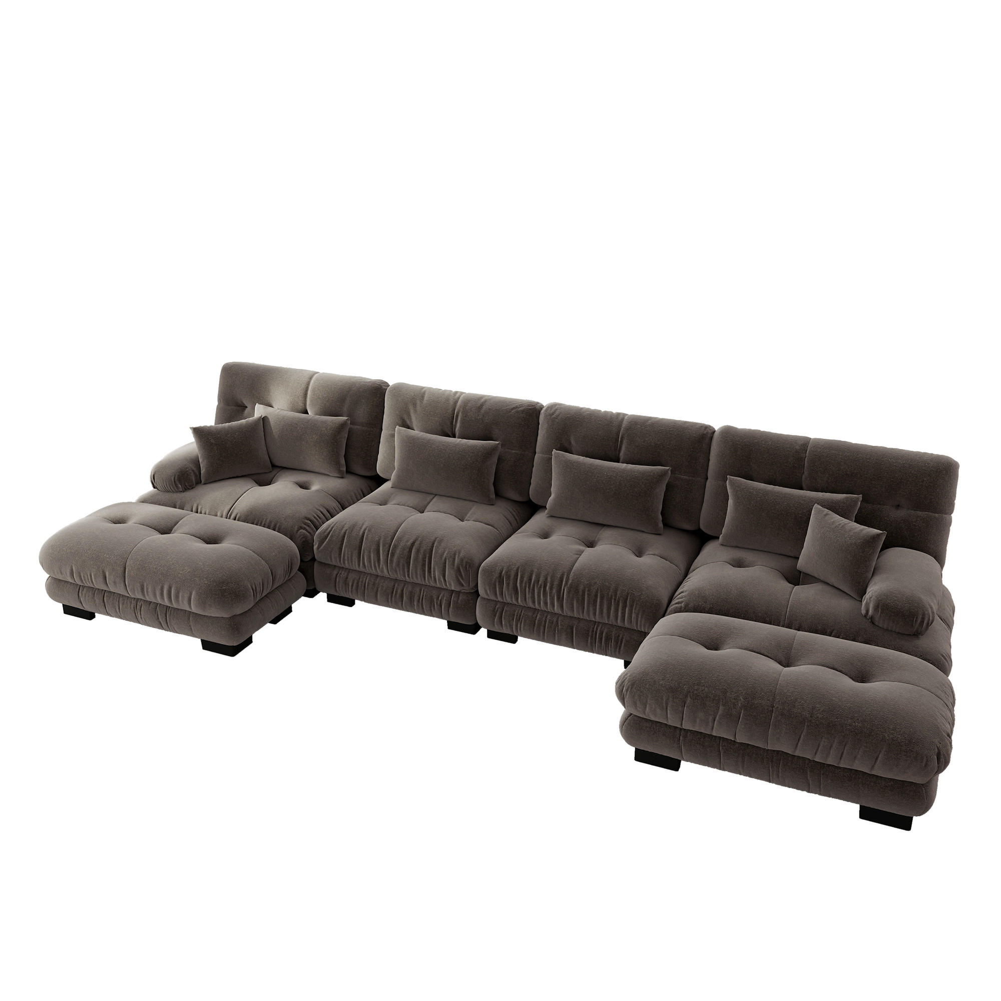 WOHNLANDSCHAFT DE-34065 U-förmig Braun - Braun, Holz (145/81/406cm) - ComfortXL