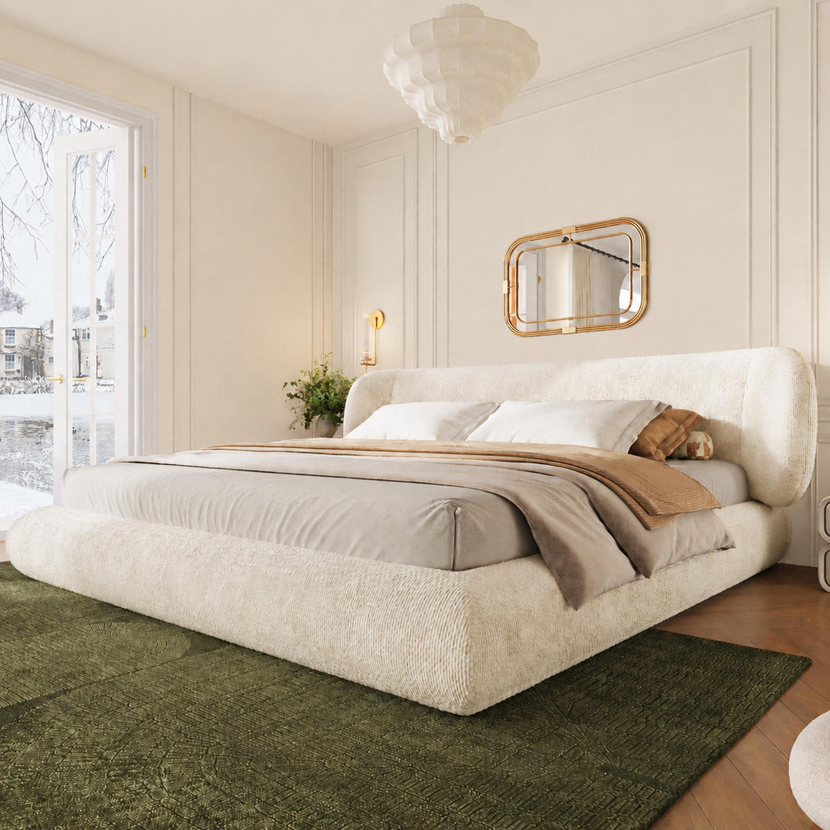 POLSTERBETT 160/200 cm mit Lattenrost und Kopfteil, DE-41532, in Beige - Beige, Metall (160/200cm) - ComfortXL
