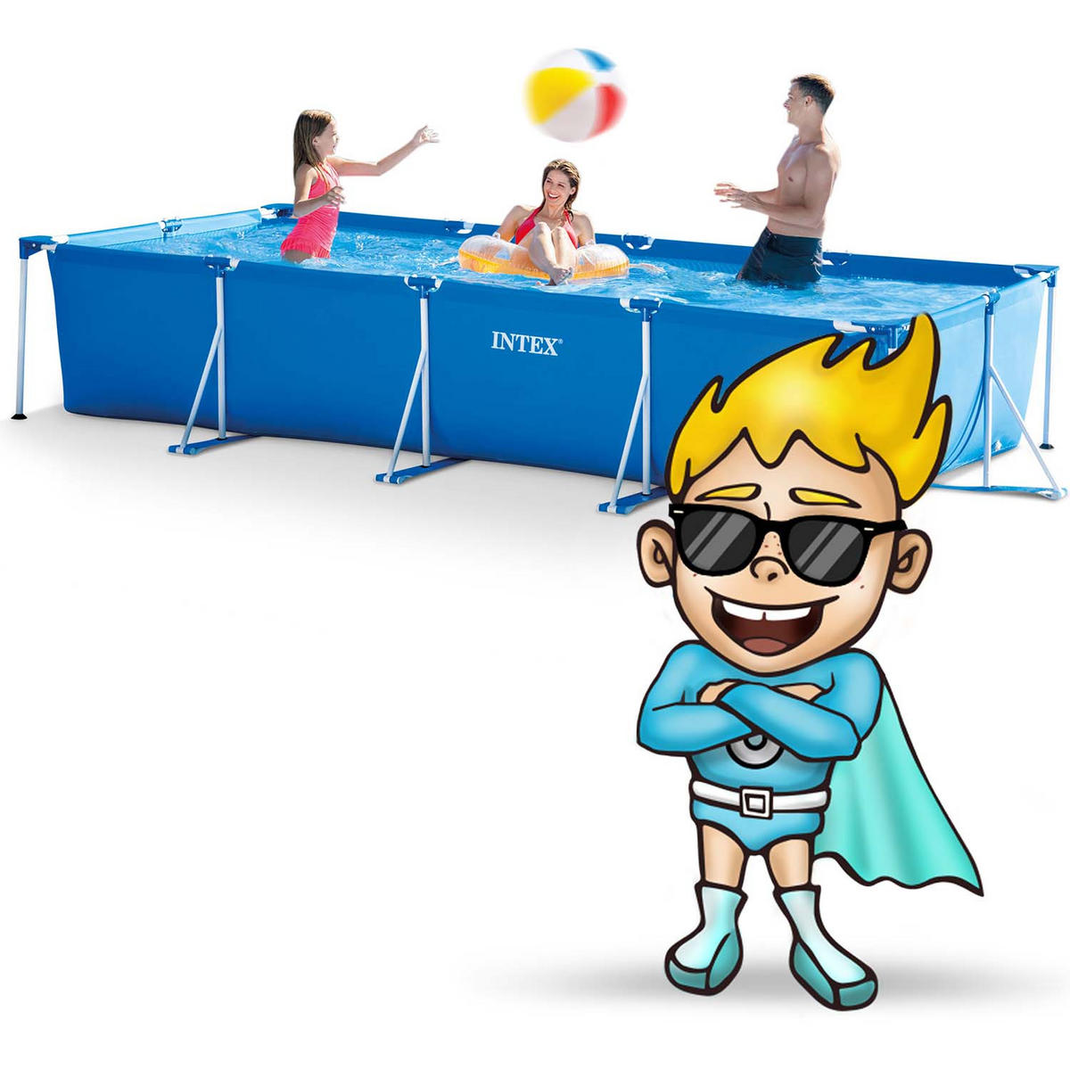 POOL SET 450 x 220 x 84 cm, 10in1 - 28274 - Blau, Textil (450/84/220cm)