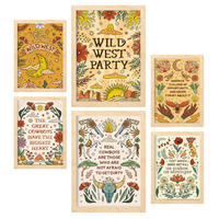 POSTER Set Mit 6 Wundervoller Wildwest-Ästhetische Dekorative Gemälde Für Ihr Wohnzimmer Oder Zuhause Wandkunstdruck A3 & A4 Rahmen Aus Hellem Holz - Beige, Papier (29/3cm) - Nacnic
