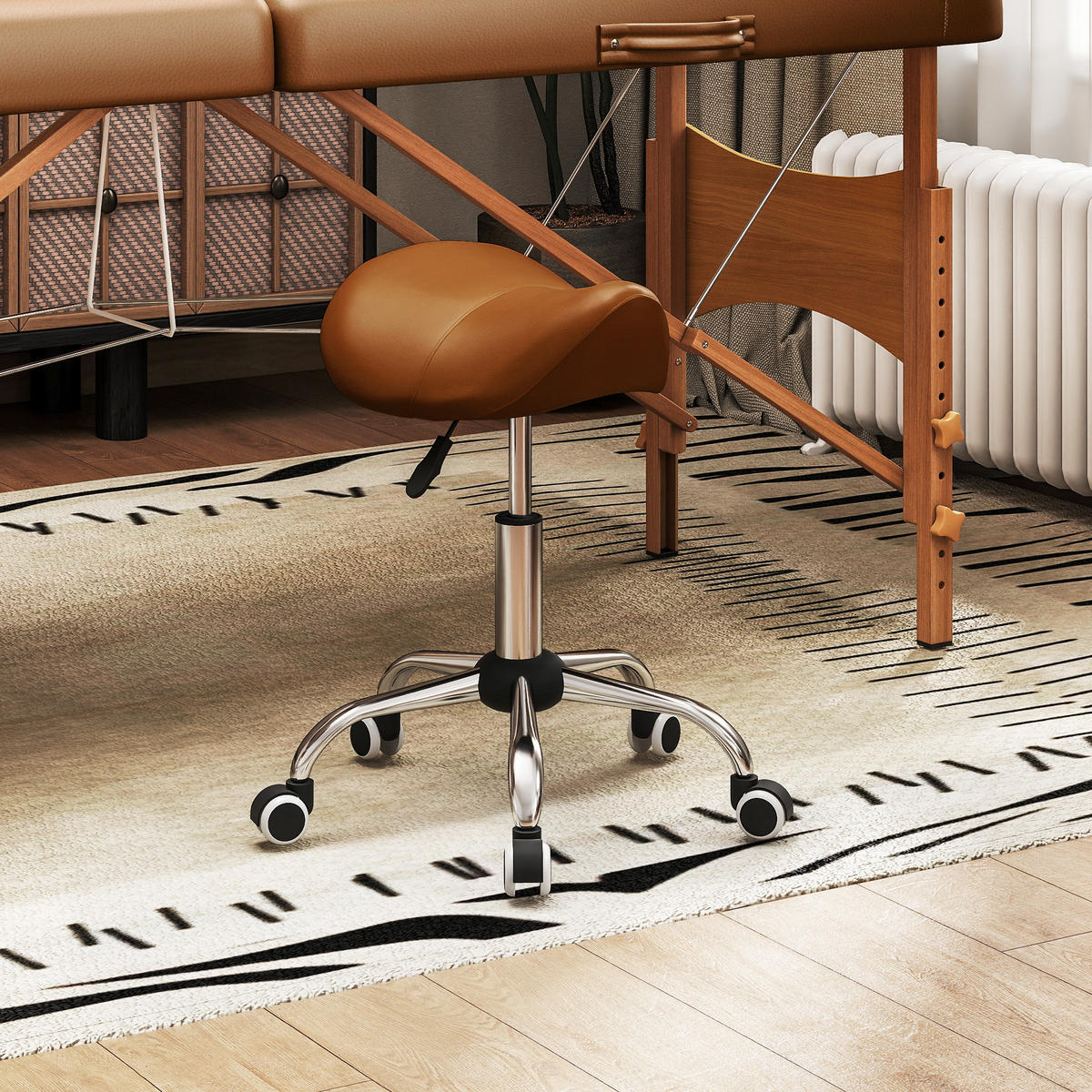 BÜROHOCKER DE-18037 höhenverstellbar 49-61 cm, ergonomisch Braun - Braun, Metall (53/61/52cm) - ComfortXL