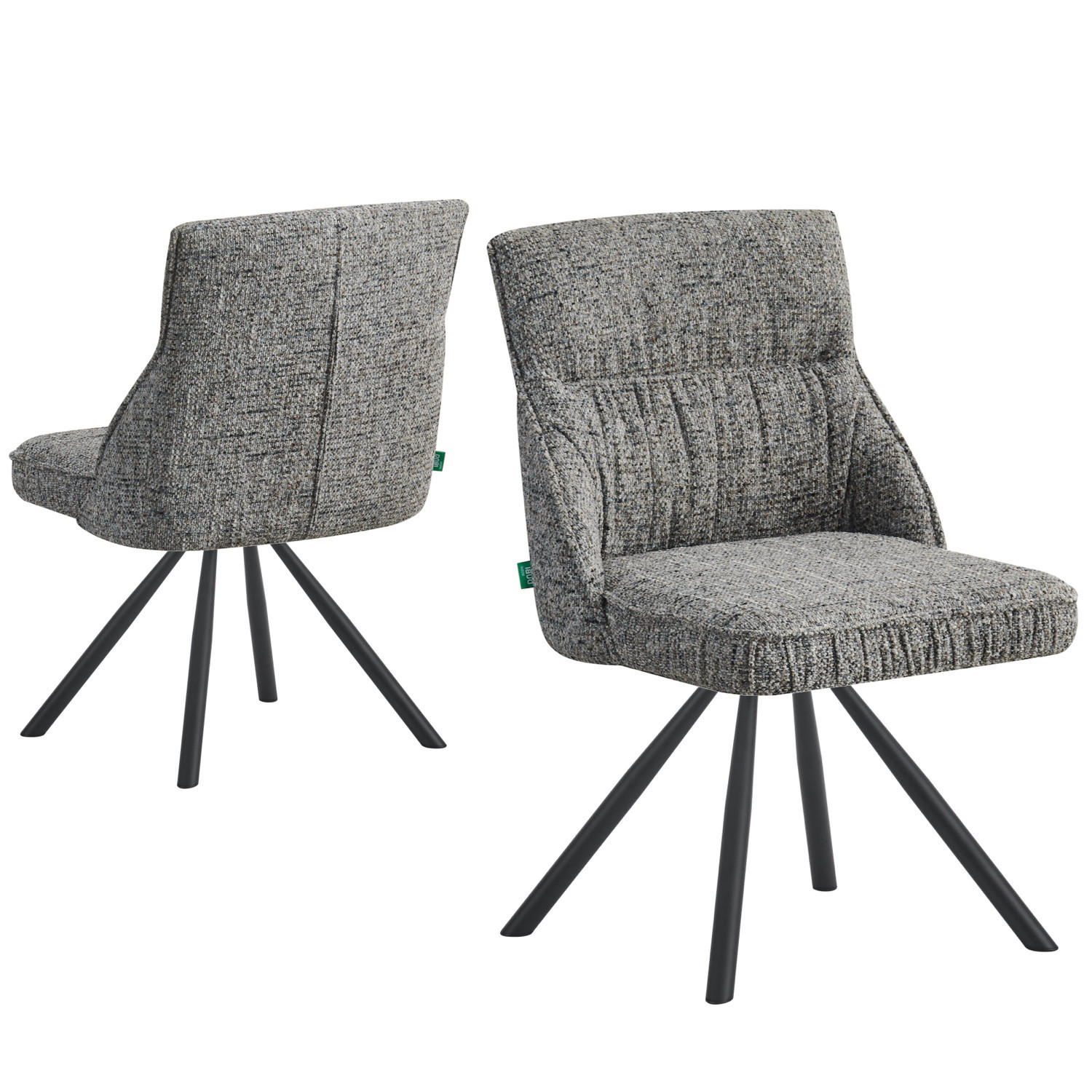 ESSZIMMERSTUHL SERINA 2er-Set - Dunkelgrau/Schwarz, Textil/Metall (49/83/62cm) - DUBI Möbel